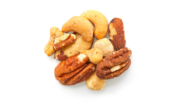 Roasted almonds, Roasted cashews, Roasted brazil nuts, Roasted filberts, Roasted pecans, Non GMO Canola oil, Salt.
May occasionally contain shell pieces
May contain: Peanuts, Other tree nuts