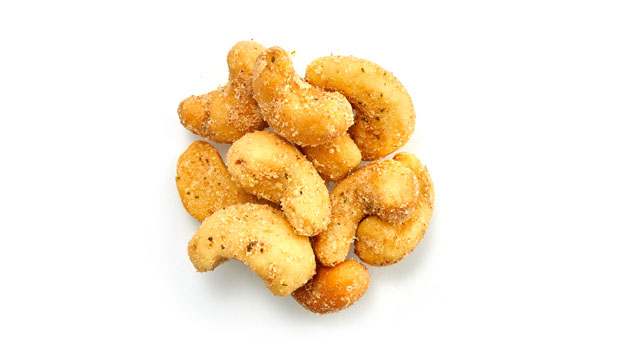 Roasted Cashews, Ranch seasoning (sugar, onion powder, yeast extract, sea salt, maltodextrin, garlic powder, natural flavor, tomato powder, lactic acid, white distilled vinegar, spices, citric acid, silicon dioxide, sunflower oil.), Non-GMO canola oil.
May contain: Peanuts, Other tree nuts, Soy, Sesame, Milk, Mustard, Sulphites, Wheat, Egg, Fish