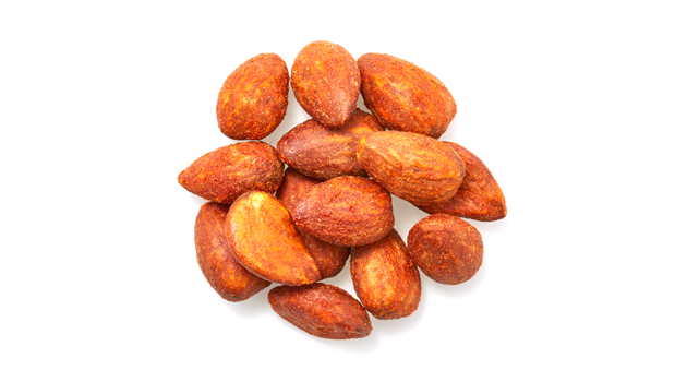 Almonds, Seasoning [salt, sugars (dextrose, sugar), torula yeast, monosodium glutamate, spices, farina (wheat), tomato powder, onion powder, citric acid, garlic powder, tricalcium phosphate (anti-caking agent), extractives of paprika, sodium citrate, spice extractives, natural smoke flavour], Non GMO canola oil.
This product may occasionally contain shell pieces
May contain: Peanuts, Other tree nuts, Soy, Milk, Egg, Mustard, Sulphite