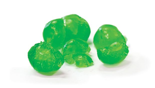 Cerises, Sucres (sirop de maïs, glucose-fructose, sucre), Acide citrique, Benzoate de sodium, Arôme artificiel, Tartrazine, Bleu brillant FCF. 

Peut contenir des noyaux et des tiges.
Contenir des traces de sulfites < 10 ppm