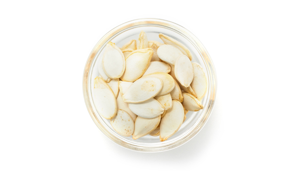 Pumpkin seeds.

May contain: Peanuts, Tree nuts, Soy