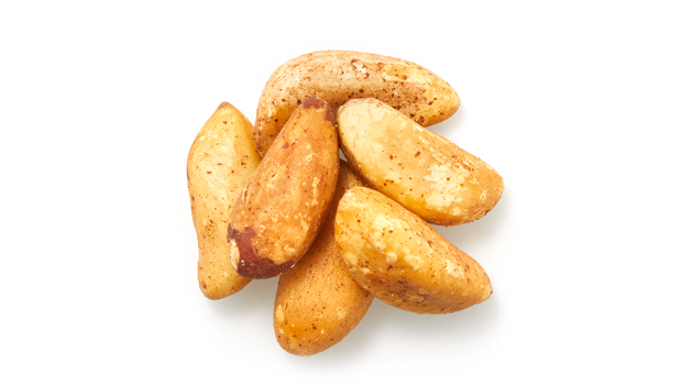 Brazil nuts.

May contain: Peanuts, Other tree nuts, Soy