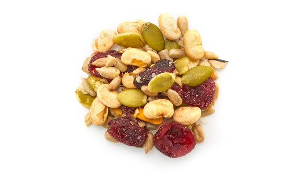 Raw pumpkin seeds, Cranberries, Soy beans, Sunflower seeds, Non-GMO canola oil, Sunflower oil, Cane sugar, Salt