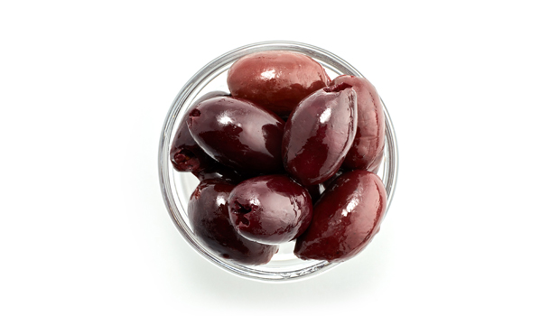 Olives Kalamata dénoyautés , Eau, Sel de mer, huile d'olive