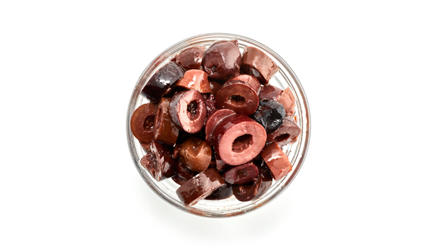 Olives Kalamata en tranche , Eau, Sel de mer, huile d'olive