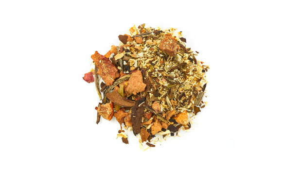 Organic apple pieces, organic orange peels, organic white tea leaves, organic lemongrass herb, organic licorice root, natural honeydew flavour, organic rose petals, organic flavours.