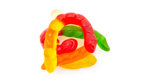Corn Syrup(from corn), Sugar(from beets), Water, Gelatin (pork), Citric Acid, Pectin (derived from fruit),  Natural and Artificial Flavors, Vegetable Oil (coconut, canola), Carnauba Wax (for Anti-Sticking), allura red, tartrazine, sunset yellow FCF, brilliant blue FCF.