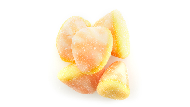 Sugars (glucose syrup, sugar), Gelatine, Modified potato starch, Lactic acid, Artificial flavor, Tumeric, Allura red (FD&C Red No. 40)