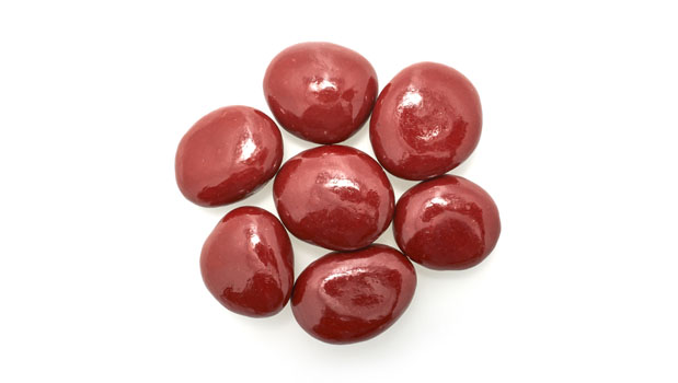 Chocolate coating (maltitol, cocoa butter, chocolate liquor, sodium caseinate [milk], milk fat, soy lecithin [soy, emulsifier], natural flavor, natural vanilla powder, salt), Dried cherries, Maltitol, Cherry juice powder, Allura red Lake (FD&C red no.40 lake), Cocoa powder (processed with alkali), tapioca dextrin, Citric acid, Natural flavor, Shellac.
This product may occasionally contain pits or pit fragments 
Contains 12 g sugar alcohol in 40 g
Warning: excess consumption may have a laxative effect