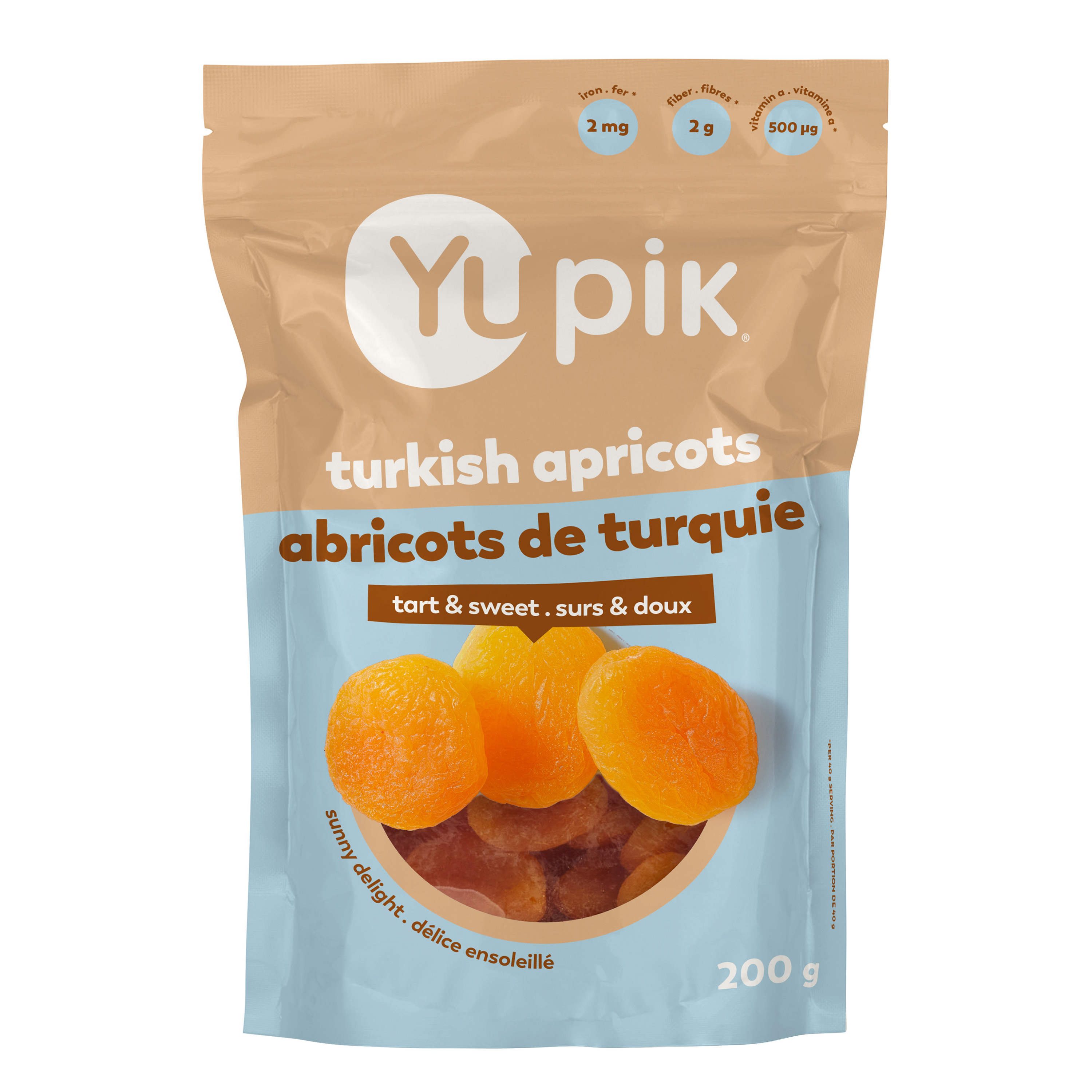 Abricots, sulfites.
Ce produit peut parfois contenir des noyaux ou des fragments de noyaux