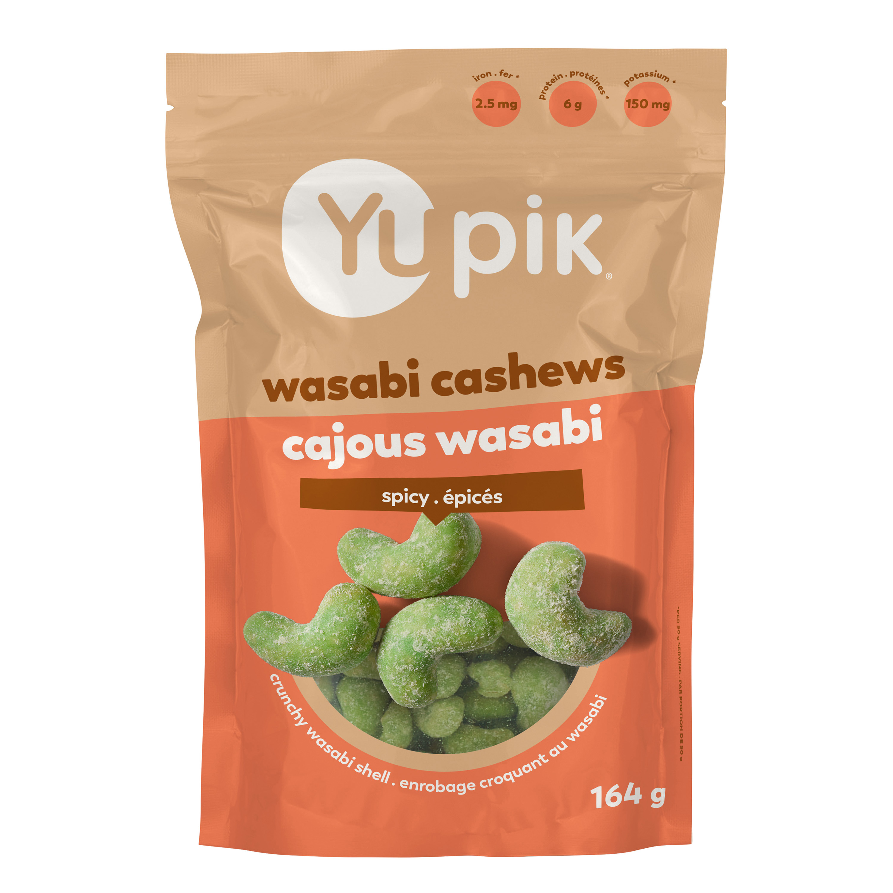 Cashews , Wheat Flour (wheat), Corn Starch, Sugar, Palm oil, Salt, Tapioca starch, Wasabi powder (maltodextrin, mustard, horseradish), Maltodextrin, Sodium copper chlorophyllin (colour)